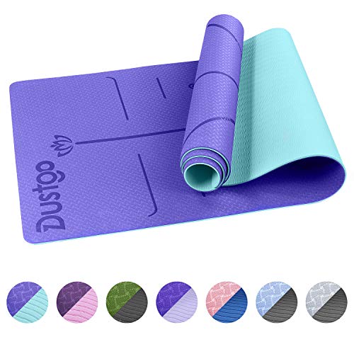 Dustgo 【Promoción】 Esterilla Yoga Colchoneta de Yoga Antideslizante con Material ecológico TPE con líneas corporales Yoga Mat diseñado para Entrenamiento y Entrenamiento físico