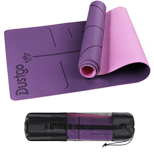 Dustgo 【Promoción】 Esterilla Yoga Colchoneta de Yoga Antideslizante con Material ecológico TPE con líneas corporales Yoga Mat diseñado para Entrenamiento y Entrenamiento físico