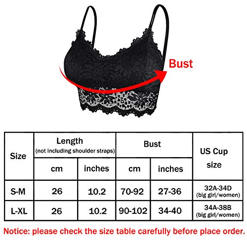 Duufin 5 Piezas Bralette Encaje Sujetador de Encaje Tipo Bralette para Mujer y Niña, 5 Colores (S-M)