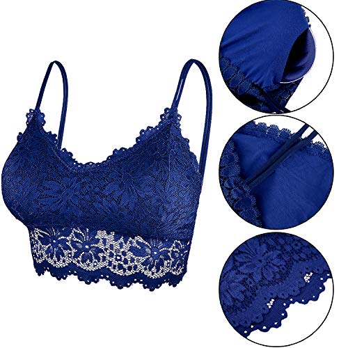 Duufin 5 Piezas Bralette Encaje Sujetador de Encaje Tipo Bralette para Mujer y Niña, 5 Colores (S-M)