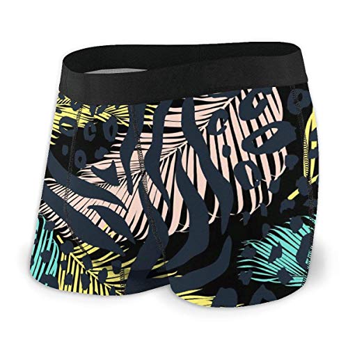 Dydan Tne Patrones Individuales de Hojas de Palma de Leopardo Ropa Interior para Hombres, Ropa Interior de ángulo Plano, Cinturón Boxer Transpirable