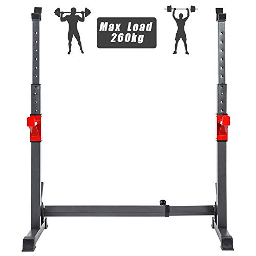 DZKU Ajustable Soporte Barra Pesas, Levantamiento de Pesas Rack, Soporte Barra Press Banca, Carga Máxima 260 Kg, Banco Prensa Libre, para Gimnasio en Casa Soporte Entrenamiento Fuerza