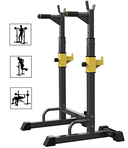 DZKU Regulable Soporte Barra Pesas Rack, MAX 250 Kg Acero, Rack Sentadillas y Dominadas, Olympic Soporte Barra Press Banca, para Gimnasio en Casa