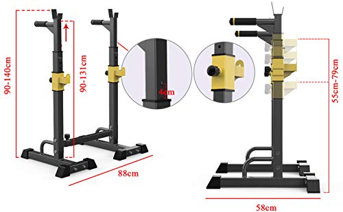 DZKU Regulable Soporte Barra Pesas Rack, MAX 250 Kg Acero, Rack Sentadillas y Dominadas, Olympic Soporte Barra Press Banca, para Gimnasio en Casa