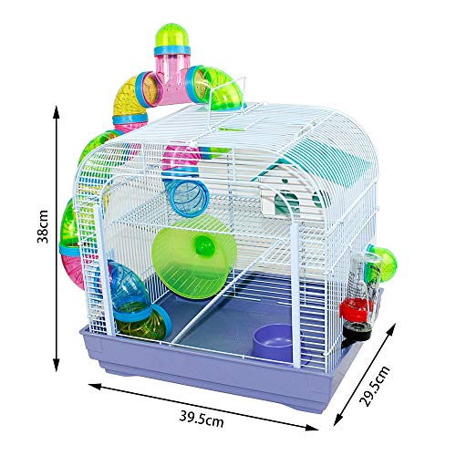 DZL® Jaula para Hamster(39.5X29.5X38CM) Color Azul/Purpura/Rojo se Entrega al Azar,Aviso Importante: el metacrilato Lleva un Protector de Papel Que se Quita!