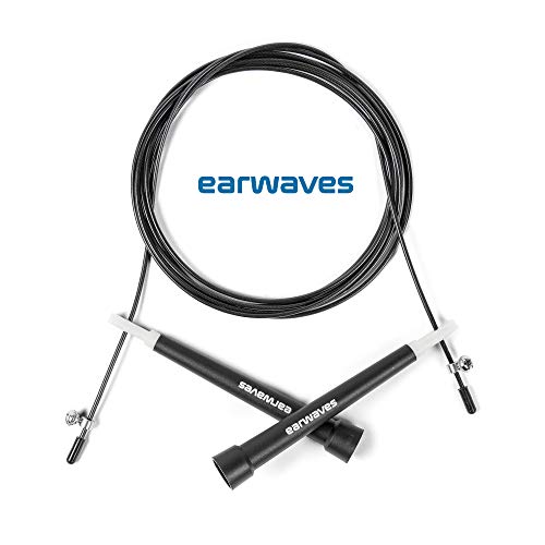 Earwaves ® R3 - Comba Crossfit Ultra-Speed de Alta Velocidad para Hombre y Mujer. Cuerda para Saltar para Boxeo, MMA. Longitud Ajustable de 3 Metros y rodamientos Super Ligeros para Double Unders.