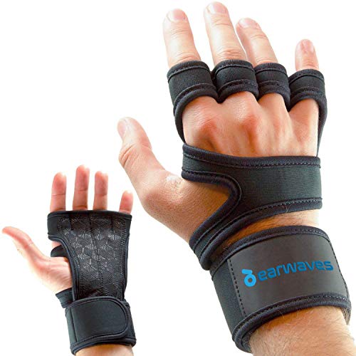 Earwaves ® Versatile - Calleras Crossfit para Hombre y Mujer con muñequeras incorporadas. Guantes Ideales para Calistenia, Halterofilia, Fitness, Gymnastics, Mancuernas, Kettlebells, Dominadas, etc.