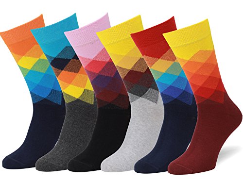 Easton Marlowe 6 PR Calcetines Estampados Hombre - 6pk #30, gradient - colores brillantes, 43-46 EU shoe size