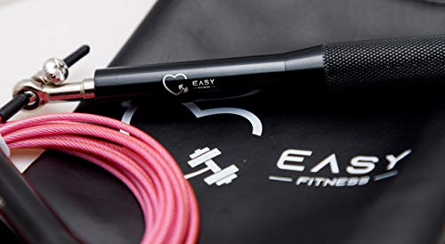 Easy Fitness Comba Velocidad para Crossfit, MMA, y Boxeo, Cuerda para Saltar de Mujer y Hombre, Profesional y Principiante con Longitud Ajustable y Mango Antideslizante Rosa