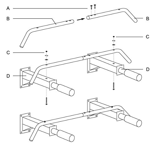 ECD Germany Barra de dominadas para Instalar en la Pared con Material de Montaje e Instrucciones incluídos 95 x 50 x 18 cm Carga máxima 200 kg (440 lbs) Barra Horizontal de tracciones de Gimnasio