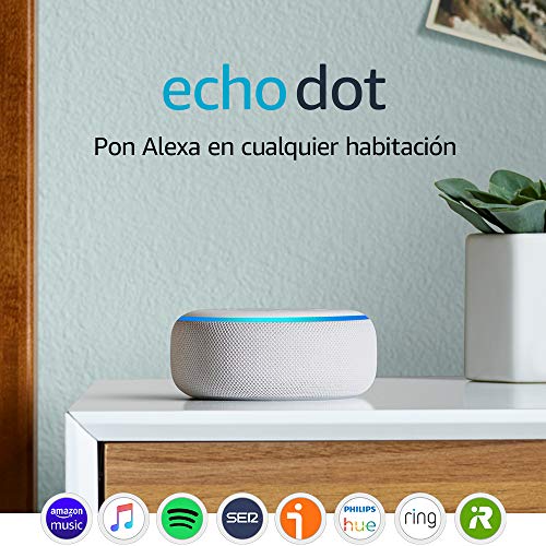 Echo Dot (3.ª generación) - Altavoz inteligente con Alexa, tela de color gris claro