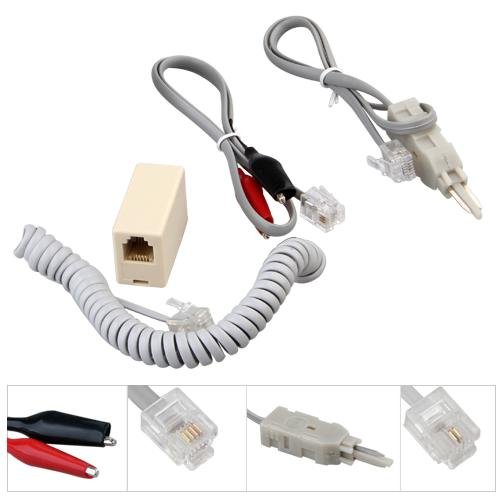 Ecloud Shop® Línea telefónica Teléfono Butt Test Tester Lineman Tool Cable Set (gris)
