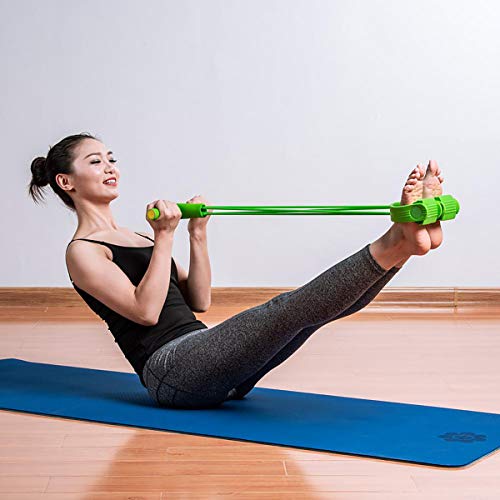 ECYC Banda De Resistencia con Manijas Pedal para Gimnasio Home Fitness Yoga Workout, Entrenamiento Bandas EláSticas para Brazo Cintura Pierna Prensa De Piernas Ejercicio Muscular, Amarillo