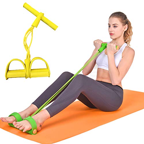 ECYC Banda De Resistencia con Manijas Pedal para Gimnasio Home Fitness Yoga Workout, Entrenamiento Bandas EláSticas para Brazo Cintura Pierna Prensa De Piernas Ejercicio Muscular, Amarillo