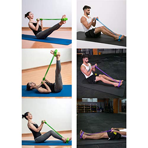 ECYC Banda De Resistencia con Manijas Pedal para Gimnasio Home Fitness Yoga Workout, Entrenamiento Bandas EláSticas para Brazo Cintura Pierna Prensa De Piernas Ejercicio Muscular, Amarillo