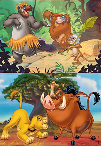 Educa - Disney Animals: El Rey Leon y El Libro de la Selva, 2 Puzzles infantiles de 20 piezas, a partir de 3 años (18103)
