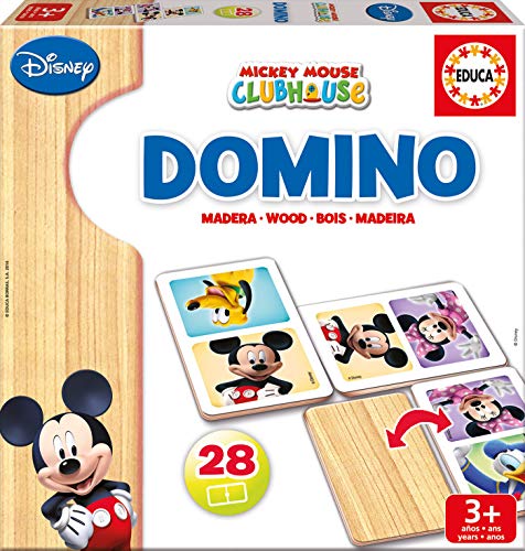 Educa Mickey y Minnie Domino de Madera, 28 Piezas, a Partir de 3 años (16037)