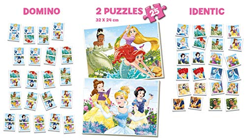 Educa - Superpack juegos Princesas Disney, contiene 2 puzzles, 1 juego de memoria y 1 domino, a partir de 3 años (17198)