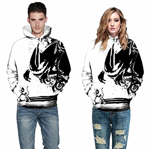 EEPING Nuevos Hombres&Mujer Sudaderas Hombres Impresión 3D Harajuku Estilo Punk Pareja Sudaderas con Capucha de Motocicletas Streetwear