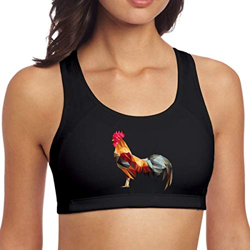 EGDE4 Women's Colorful Rooster Divertido Gym Dance Yoga Chaleco Impreso Generic Sports Bra Entrenamiento Chaleco