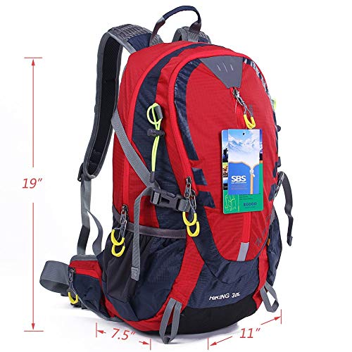 EGOGO 30L mochila de senderismo al aire libre ciclismo resistente al agua corriendo mochila escaladacon lluvia cubierta S2316 (Rojo)