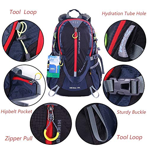 EGOGO 30L mochila de senderismo al aire libre ciclismo resistente al agua corriendo mochila escaladacon lluvia cubierta S2316 (Rojo)