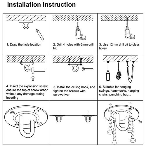 EisEyen - Soporte de techo para saco de boxeo, ganchos de fijación para pared, para entrenamiento de suspensión o hamaca