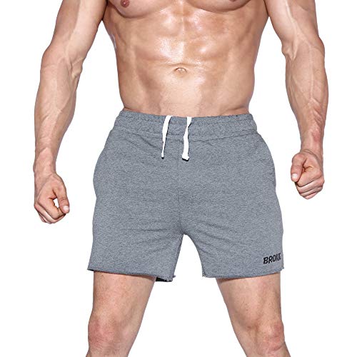 EK - Pantalones cortos de gimnasia para hombre, 5 pulgadas, ligeros, con cremallera, bolsillos, Primavera-Verano, Hombre, color gris, tamaño 38