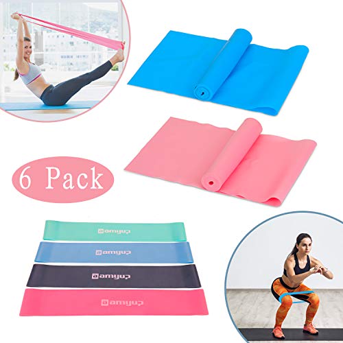 EKKONG Bandas Elásticas Set Bandas de Resistencia 6 Gomas Elasticas Gomas elasticas para Mujeres y Hombres, Pilates,Yoga,Rehabilitación,Estiramiento, Entrenamiento. (6set)