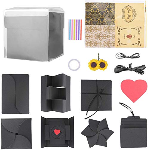 EKKONG Explosion Box, Creativo DIY Álbum de Fotos Scrapbook Caja Regalo para Cumpleaños Día de San Valentín Aniversario Navidad (Negro)