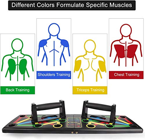 EKOOS 14 en 1 Tablero Push-Ups Board Sistema Portátil De Músculos Multiparte para El Hogar Equipo De Entrenamiento Físico Ejercicio Físico Plegable Equipo De Ejercicios Multifunción