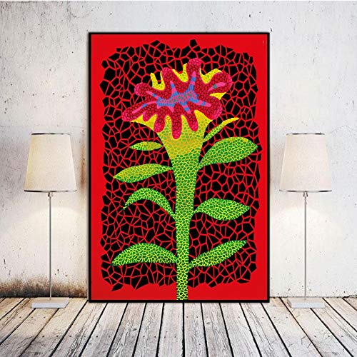 El Arte omnipotente Yayoi Kusama Mural Floral Abstracto Impreso en Lienzo, decoración Moderna,Pintura sin Marco,50X70cm