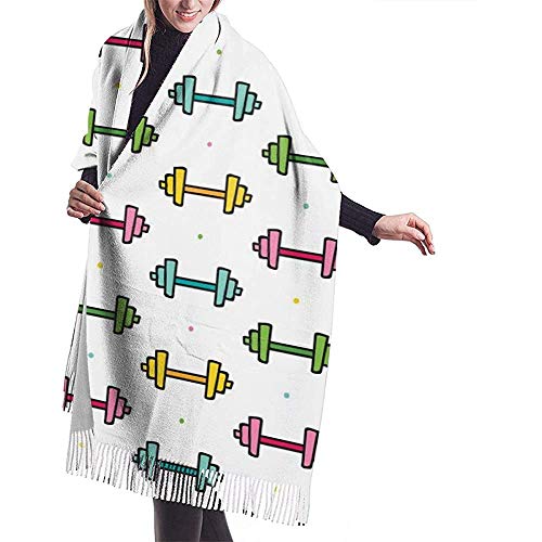 Elaine-Shop Mancuernas y patrón de puntos Bufanda de cachemira suave para mujer Wraps Bufanda grande de invierno