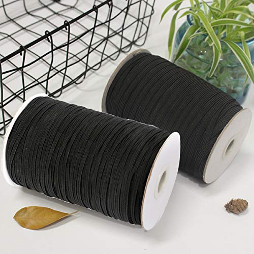 Elástico Banda,Elástico Cinta para Costura y Manualidades, Cinta de Goma,Rollo de Cordón Elástico,Carrete Elástico,Cuerda Elástica para Manualidades DIY Ropa Pretina (3MM Negro)