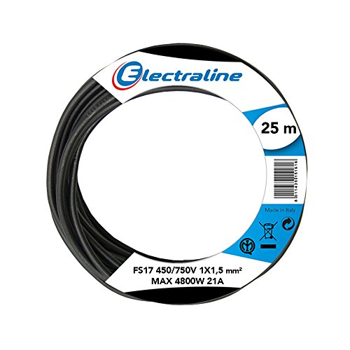 Electraline 13072 Cable unipolar FS17, sección 1 x 1.5 mm², Negro, 25 m