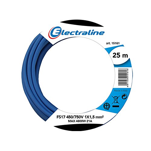 Electraline 13092 Cable unipolar FS17, sección 1 x 1.5 mm², Azul, 25 m