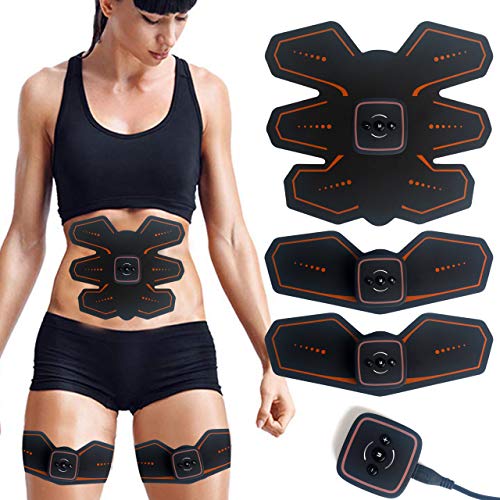 Eléctrica Estimulación Muscular, Entrenamiento Muscular Trainer Gimnasia Pasiva Electroestimulador Abdominal, Estimulador Muscular Ejercitar Abdomen/Brazo/Piernas/Cintura para Hombres y Mujeres