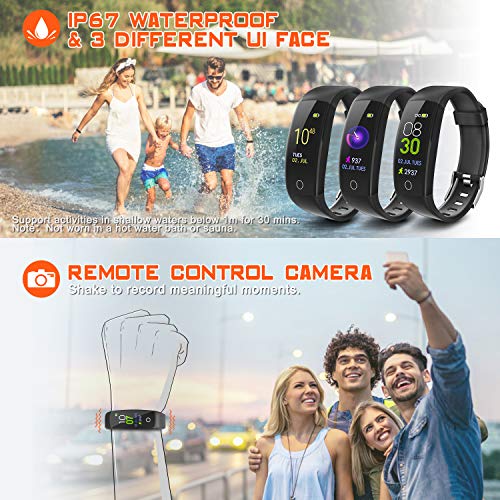 ELEGIANT Pulsera de Actividad Inteligente, Reloj Inteligente IP67 Deportivo 3D UI Hombre Mujer Niño Podómetro con GPS Monitor de Sueño Contador Notificación Whatsapps Facebook Llamadas Android iOS