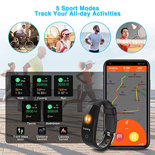 ELEGIANT Pulsera de Actividad Inteligente, Reloj Inteligente IP67 Deportivo 3D UI Hombre Mujer Niño Podómetro con GPS Monitor de Sueño Contador Notificación Whatsapps Facebook Llamadas Android iOS