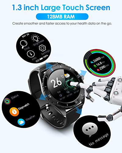 ELEGIANT SmartWatch, Reloj Inteligente IP68 con Pantalla Táctil de 1.3'', Pulsera Actividad Inteligente Hombre Mujer Niños para Deporte, Monitor de Actividades, Podómetro Cronómetros para iOS Android