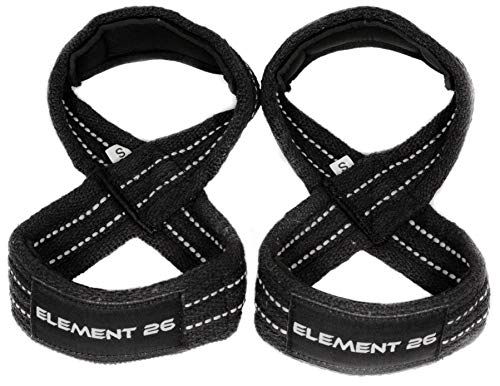 Element 26 - Correas acolchadas para levantamiento de pesas (figura 8, para hombres, mujeres, crossfit, levantamiento de pesas, levantamiento de peso y levantamiento de pesas), Medium, Negro