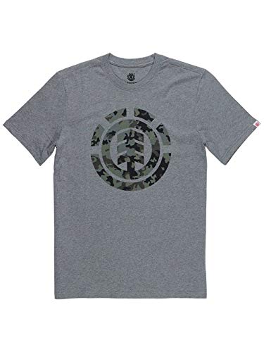 Element Bark Logo Hombre Camiseta T-Shirt Grey Heather L