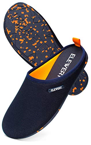 ELEWERT® - Natural-Lite-Navy-Orange - Zapatillas de Estar en casa Hombre/Mujer -Hechas en España- Lite -Verano/Invierno - Suela de Goma Antideslizante, Confort, Unisex, Rejilla, Transpirable. T.37