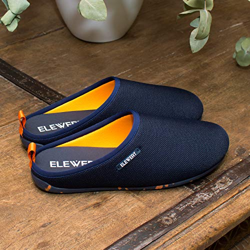 ELEWERT® - Natural-Lite-Navy-Orange - Zapatillas de Estar en casa Hombre/Mujer -Hechas en España- Lite -Verano/Invierno - Suela de Goma Antideslizante, Confort, Unisex, Rejilla, Transpirable. T.37