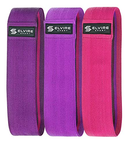 ELVIRE SPORT Bandas Elásticas 3 Pack: Bandas de Resistencia de Tela para Ejercicios de Glúteos y Caderas y Fitness | Gomas para Yoga, Pilates, CrossFit, Fisioterapia y Recuperación | Hombres y Mujeres