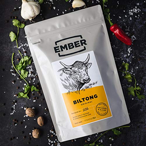 Ember Biltong - Beef Jerky - Cecina de Vaca - Aperitivo alto en Proteinas - Original (1x500g)