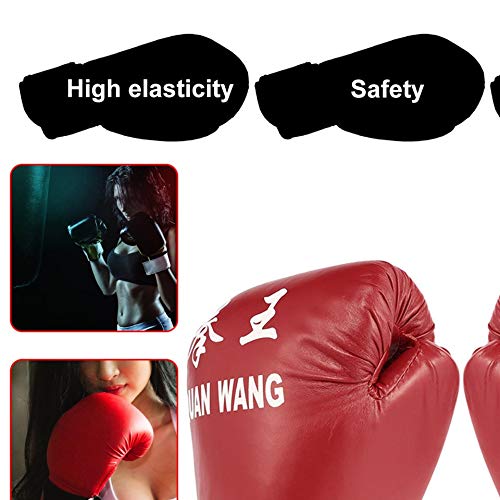 Emilyisky Guantes de Boxeo para Adultos Rojos y Negros Guantes de Saco de Arena Profesionales Guantes de Kickboxing Pugilismo Hombres Mujeres Entrenamiento Herramienta de Lucha Rojo