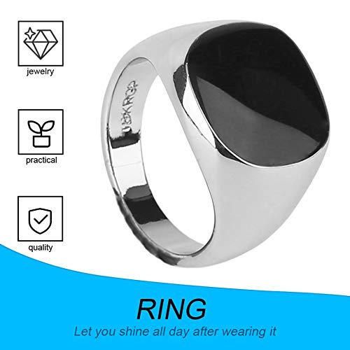 Emilyisky Vintage Hombres Anillo Masculino Joyería Titanio Acero Dominante Obsidiana Fiesta Club Anillo Joyería Mejor Regalo de joyería Blanco 20 mm