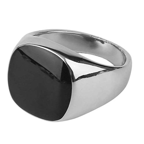 Emilyisky Vintage Hombres Anillo Masculino Joyería Titanio Acero Dominante Obsidiana Fiesta Club Anillo Joyería Mejor Regalo de joyería Blanco 20 mm