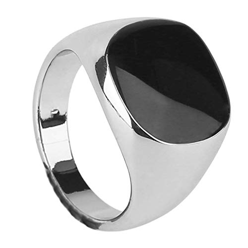 Emilyisky Vintage Hombres Anillo Masculino Joyería Titanio Acero Dominante Obsidiana Fiesta Club Anillo Joyería Mejor Regalo de joyería Blanco 20 mm